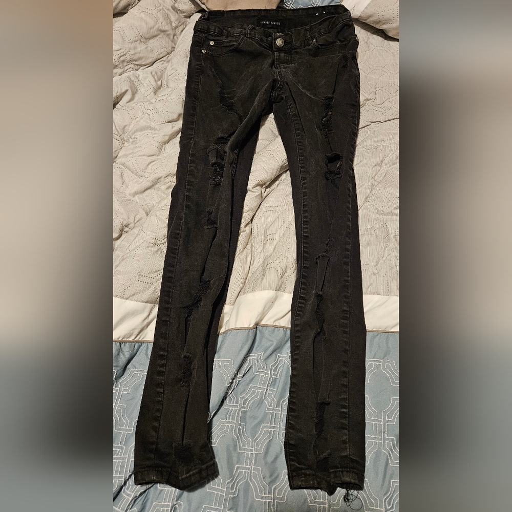 Almost Famous Ripped Black Jeans size 9